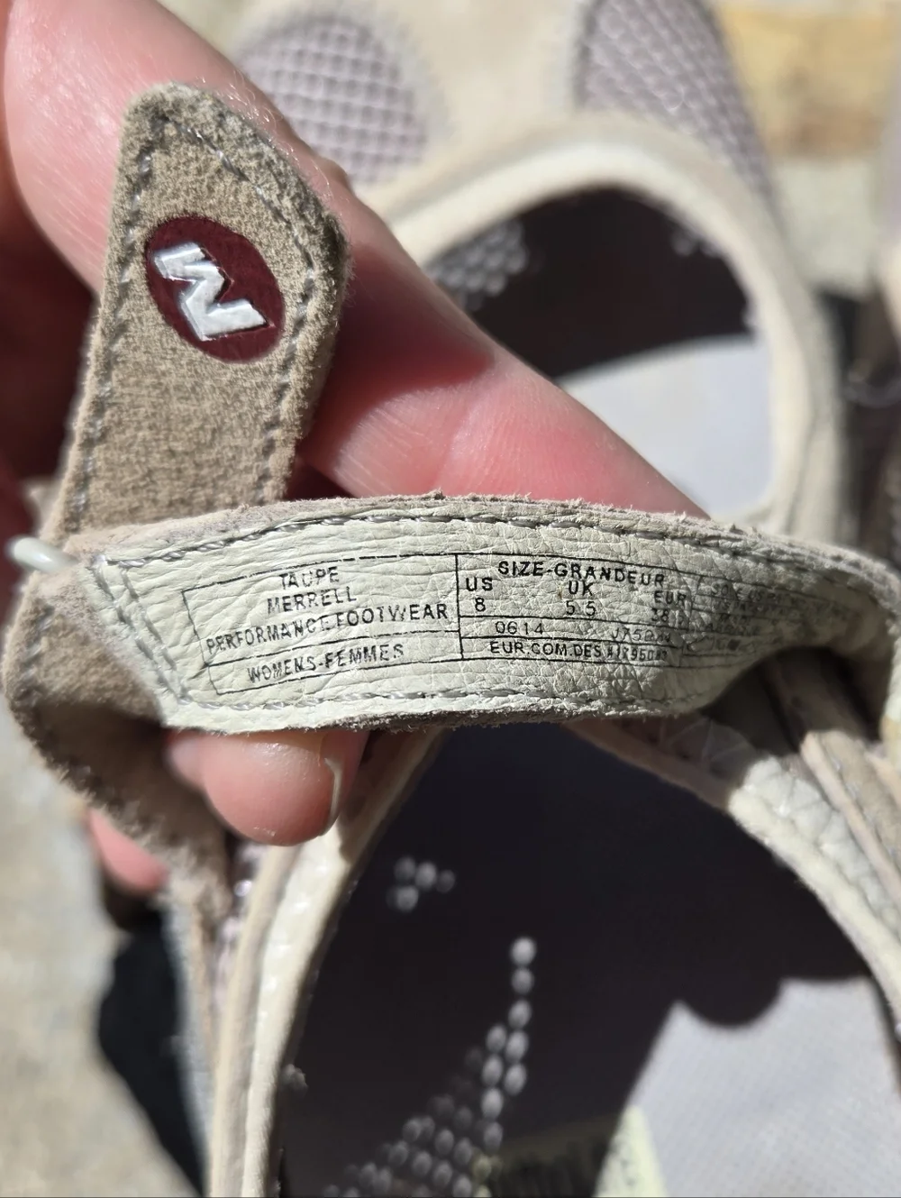Merrell Taupe Mesh Mary Jane Sandals Size 8 Ortholite Comfort Hiking Walking - Picture 3 of 4